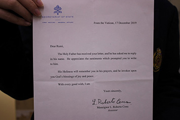 写真：ローマ教皇からの手紙